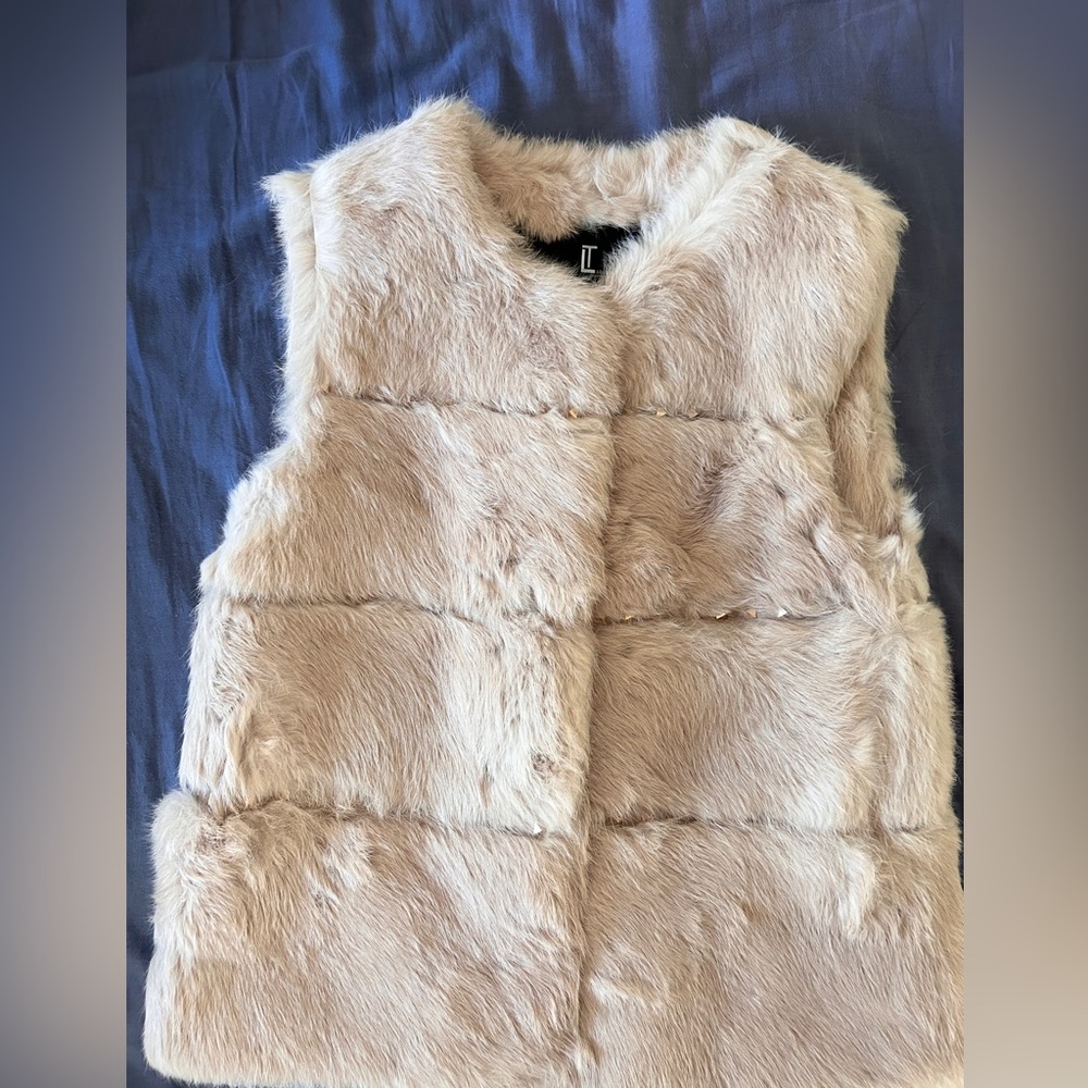 Love Token Rabbit Fur Vest in Ashy mauve
